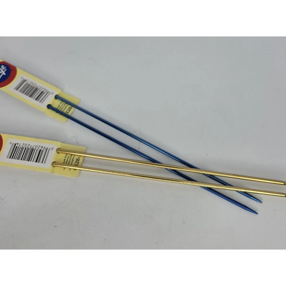 2 NEW Sets of Wrights Boye‎ Aluminum Knitting Needles Size 2 & 3 Blue & Gold